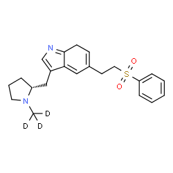 ChemSpider 2D Image | 3-{[(2R)-1-(~2~H_3_)Methyl-2-pyrrolidinyl]methyl}-5-[2-(phenylsulfonyl)ethyl]-7H-indole | C22H23D3N2O2S