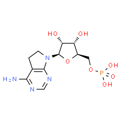 ChemSpider 2D Image | 7-(5-O-Phosphono-beta-D-ribofuranosyl)-6,7-dihydro-5H-pyrrolo[2,3-d]pyrimidin-4-amine | C11H17N4O7P