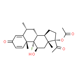 ChemSpider 2D Image | (6beta,8alpha,9beta,10alpha,11alpha,13alpha,14beta,17alpha)-9-Fluoro-11-hydroxy-6-methyl-3,20-dioxopregna-1,4-dien-17-yl acetate | C24H31FO5