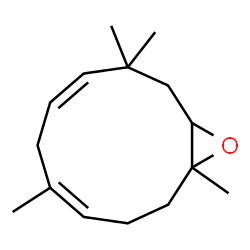 ChemSpider 2D Image | (4Z,7Z)-1,5,9,9-Tetramethyl-12-oxabicyclo[9.1.0]dodeca-4,7-diene | C15H24O