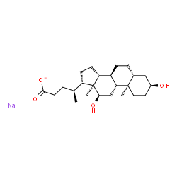 ChemSpider 2D Image | Sodium (3beta,5beta,8alpha,9beta,10alpha,12beta,13alpha,14beta,17alpha,20S)-3,12-dihydroxycholan-24-oate | C24H39NaO4