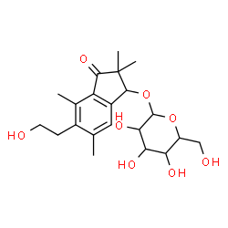 ChemSpider 2D Image | 5-(2-Hydroxyethyl)-2,2,4,6-tetramethyl-3-oxo-2,3-dihydro-1H-inden-1-yl hexopyranoside | C21H30O8
