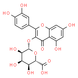 ChemSpider 2D Image | 2-(3,4-Dihydroxyphenyl)-5,7-dihydroxy-4-oxo-4H-chromen-3-yl beta-D-allopyranosiduronic acid | C21H18O13