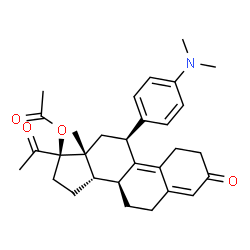 ChemSpider 2D Image | (11alpha,13alpha)-11-[4-(Dimethylamino)phenyl]-3,20-dioxo-19-norpregna-4,9-dien-17-yl acetate | C30H37NO4