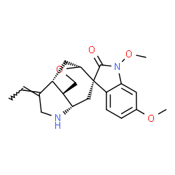 ChemSpider 2D Image | (1'R,3S,4'S,7'Z,8'R,9'R)-7'-Ethylidene-1,6-dimethoxyspiro[indole-3,2'-[11]oxa[5]azatricyclo[6.3.1.0~4,9~]dodecan]-2(1H)-one | C21H26N2O4