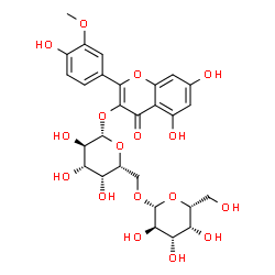ChemSpider 2D Image | 5,7-Dihydroxy-2-(4-hydroxy-3-methoxyphenyl)-4-oxo-4H-chromen-3-yl 6-O-beta-D-galactopyranosyl-beta-D-galactopyranoside | C28H32O17