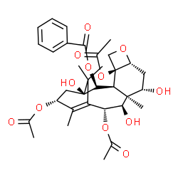 ChemSpider 2D Image | (3beta,5beta,7beta,9alpha,10beta,13beta)-4,10,13-Triacetoxy-1,7,9-trihydroxy-5,20-epoxytax-11-en-2-yl benzoate | C33H42O12