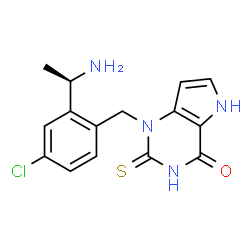 ChemSpider 2D Image | 1-{2-[(1R)-1-Aminoethyl]-4-chlorobenzyl}-2-thioxo-1,2,3,5-tetrahydro-4H-pyrrolo[3,2-d]pyrimidin-4-one | C15H15ClN4OS