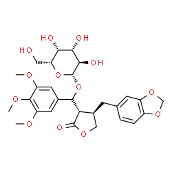 ChemSpider 2D Image | (S)-[(3S,4R)-4-(1,3-Benzodioxol-5-ylmethyl)-2-oxotetrahydro-3-furanyl](3,4,5-trimethoxyphenyl)methyl beta-D-galactopyranoside | C28H34O13