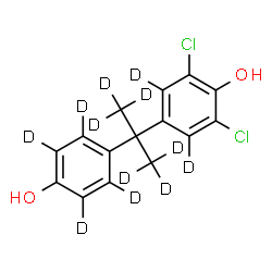 ChemSpider 2D Image | 2,6-Dichloro-4-{2-[4-hydroxy(~2~H_4_)phenyl](~2~H_6_)-2-propanyl}(~2~H_2_)phenol | C15H2D12Cl2O2