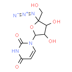 ChemSpider 2D Image | 1-[5-Azido-3,4-dihydroxy-5-(hydroxymethyl)tetrahydro-2-furanyl]-2,4(1H,3H)-pyrimidinedione | C9H11N5O6