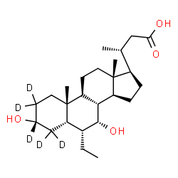 ChemSpider 2D Image | (3R)-3-[(3R,5S,6R,7R,8S,9S,10R,13R,14S,17R)-6-Ethyl-3,7-dihydroxy-10,13-dimethyl(2,2,3,4,4-~2~H_5_)hexadecahydro-1H-cyclopenta[a]phenanthren-17-yl]butanoic acid (non-preferred name) | C25H37D5O4