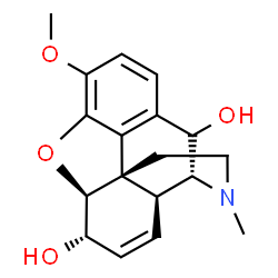 ChemSpider 2D Image | (5beta,6alpha,9alpha,10beta,14alpha)-3-Methoxy-17-methyl-7,8-didehydro-4,5-epoxymorphinan-6,10-diol | C18H21NO4