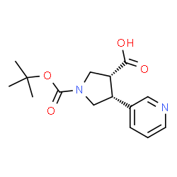 ChemSpider 2D Image | (3R,4R)-1-{[(2-Methyl-2-propanyl)oxy]carbonyl}-4-(3-pyridinyl)-3-pyrrolidinecarboxylic acid | C15H20N2O4