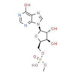 ChemSpider 2D Image | 9-{5-O-[Hydroxy(methoxy)phosphoryl]-beta-D-xylofuranosyl}-9H-purin-6-ol | C11H15N4O8P