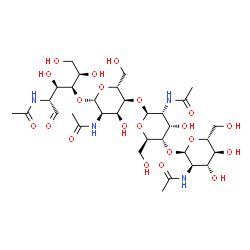ChemSpider 2D Image | 2-Acetamido-2-deoxy-alpha-D-glucopyranosyl-(1->4)-2-acetamido-2-deoxy-beta-D-allopyranosyl-(1->4)-2-acetamido-2-deoxy-beta-D-allopyranosyl-(1->4)-2-acetamido-2-deoxy-D-glucose | C32H54N4O21