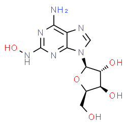 ChemSpider 2D Image | N~2~-Hydroxy-9-(beta-D-xylofuranosyl)-9H-purine-2,6-diamine | C10H14N6O5