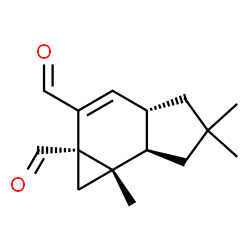 ChemSpider 2D Image | (1aS,3aS,6aR,6bS)-5,5,6b-Trimethyl-3a,4,5,6,6a,6b-hexahydrocyclopropa[e]indene-1a,2(1H)-dicarbaldehyde | C15H20O2