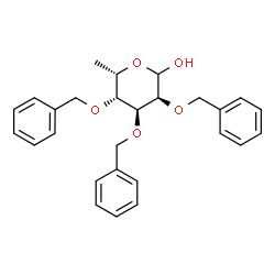 ChemSpider 2D Image | 2,3,4-Tri-O-benzyl-6-deoxy-L-gulopyranose | C27H30O5