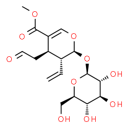ChemSpider 2D Image | Methyl (2S,3R,4R)-2-(beta-D-glucopyranosyloxy)-4-(2-oxoethyl)-3-vinyl-3,4-dihydro-2H-pyran-5-carboxylate | C17H24O10