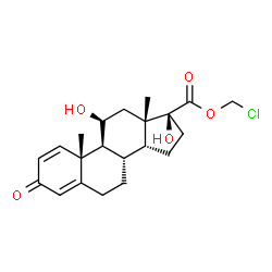 ChemSpider 2D Image | Chloromethyl (14beta,17beta)-11,17-dihydroxy-3-oxoandrosta-1,4-diene-17-carboxylate | C21H27ClO5