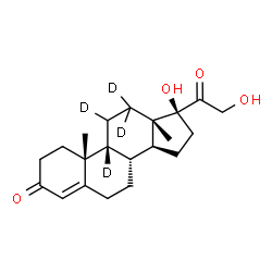 ChemSpider 2D Image | (9beta,17alpha)-17,21-Dihydroxy(9,11,12,12-~2~H_4_)pregn-4-ene-3,20-dione | C21H26D4O4