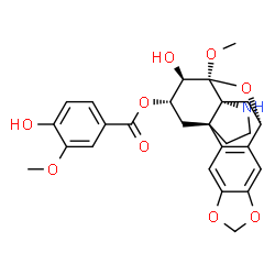 ChemSpider 2D Image | (1S,11S,13R,14S,15R,16S)-15-Hydroxy-14-methoxy-5,7,21-trioxa-20-azahexacyclo[11.4.3.1~11,14~.0~1,13~.0~2,10~.0~4,8~]henicosa-2(10),3,8-trien-16-yl 4-hydroxy-3-methoxybenzoate | C26H27NO9