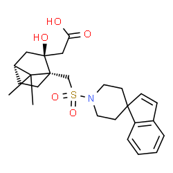 ChemSpider 2D Image | {(1R,2S,4R)-2-Hydroxy-7,7-dimethyl-1-[(1'H-spiro[indene-1,4'-piperidin]-1'-ylsulfonyl)methyl]bicyclo[2.2.1]hept-2-yl}acetic acid | C25H33NO5S