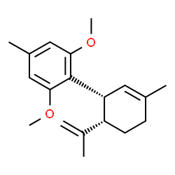 ChemSpider 2D Image | 2-[(1R,6S)-6-Isopropenyl-3-methyl-2-cyclohexen-1-yl]-1,3-dimethoxy-5-methylbenzene | C19H26O2