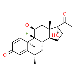 ChemSpider 2D Image | (6alpha,9beta,10alpha,11beta)-9-Fluoro-11,17-dihydroxy-6-methylpregna-1,4-diene-3,20-dione | C22H29FO4