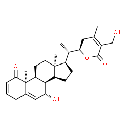 ChemSpider 2D Image | (7alpha,8alpha,10alpha,13alpha,22R)-7,27-Dihydroxy-22,26-epoxyergosta-2,5,24-triene-1,26-dione | C28H38O5