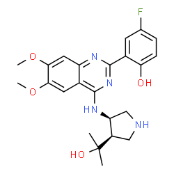 ChemSpider 2D Image | 4-Fluoro-2-(4-{[(3R,4R)-4-(2-hydroxy-2-propanyl)-3-pyrrolidinyl]amino}-6,7-dimethoxy-2-quinazolinyl)phenol | C23H27FN4O4