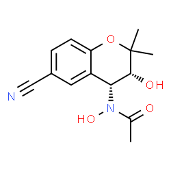 ChemSpider 2D Image | N-[(3R,4R)-6-Cyano-3-hydroxy-2,2-dimethyl-3,4-dihydro-2H-chromen-4-yl]-N-hydroxyacetamide | C14H16N2O4