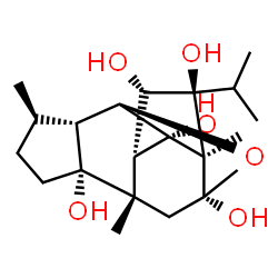 ChemSpider 2D Image | (1R,2R,3R,6R,7S,9S,10R,11S,13R,14S)-11-Isopropyl-3,7,10-trimethyl-15-oxapentacyclo[7.5.1.0~2,6~.0~7,13~.0~10,14~]pentadecane-6,9,11,12,14-pentol | C20H32O6