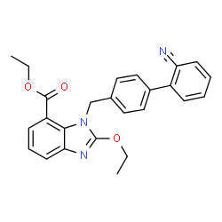 ChemSpider 2D Image | Ethyl 1-[(2'-cyano-4-biphenylyl)methyl]-2-ethoxy-1H-benzimidazole-7-carboxylate | C26H23N3O3