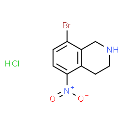 ChemSpider 2D Image | 8-Bromo-5-nitro-1,2,3,4-tetrahydroisoquinoline hydrochloride (1:1) | C9H10BrClN2O2