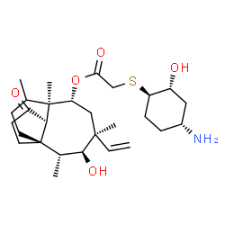ChemSpider 2D Image | (1S,2R,3S,4S,6R,7R,8R)-3-Hydroxy-2,4,7,14-tetramethyl-9-oxo-4-vinyltricyclo[5.4.3.0~1,8~]tetradec-6-yl {[(1R,2R,4R)-4-amino-2-hydroxycyclohexyl]sulfanyl}acetate | C28H45NO5S