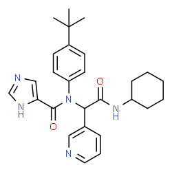 ChemSpider 2D Image | 2-[N-(4-tert-butylphenyl)-1-1H-imidazol-4-ylformamido]-N-cyclohexyl-2-(pyridin-3-yl)acetamide | C27H33N5O2