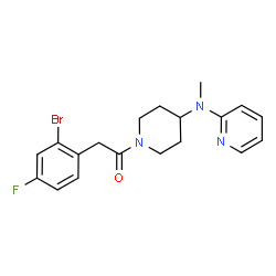 ChemSpider 2D Image | 2-(2-Bromo-4-fluorophenyl)-1-{4-[methyl(2-pyridinyl)amino]-1-piperidinyl}ethanone | C19H21BrFN3O