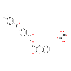 ChemSpider 2D Image | 2-{4-[(4-Methylbenzoyl)oxy]phenyl}-2-oxoethyl 2-oxo-2H-chromene-3-carboxylate - ethanedioic acid (1:1) | C28H20O11