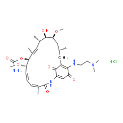 ChemSpider 2D Image | (4Z,6Z,8S,9S,12S,13R,14S,16R)-19-{[2-(Dimethylamino)ethyl]amino}-13-hydroxy-8,14-dimethoxy-4,10,12,16-tetramethyl-3,20,22-trioxo-2-azabicyclo[16.3.1]docosa-1(21),4,6,10,18-pentaen-9-yl carbamate hydro
chloride (1:1) | C32H49ClN4O8