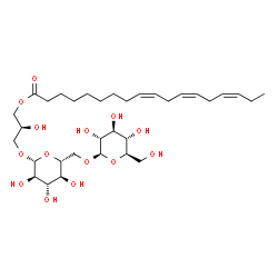 ChemSpider 2D Image | (2S)-3-{[6-O-(beta-D-Glucopyranosyl)-beta-D-glucopyranosyl]oxy}-2-hydroxypropyl (9Z,12Z,15Z)-9,12,15-octadecatrienoate | C33H56O14