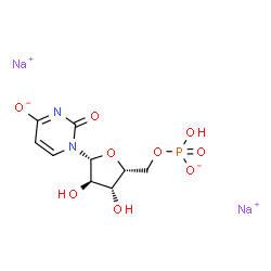 ChemSpider 2D Image | Disodium 1-[5-O-(hydroxyphosphinato)-beta-D-xylofuranosyl]-2-oxo-1,2-dihydro-4-pyrimidinolate | C9H11N2Na2O9P