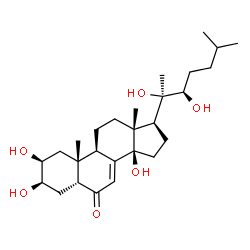 ChemSpider 2D Image | (2beta,3beta,5beta,14beta,22R)-2,3,14,20,22-Pentahydroxycholest-7-en-6-one | C27H44O6