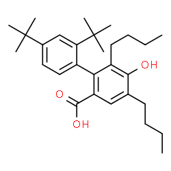 ChemSpider 2D Image | 4,6-Dibutyl-5-hydroxy-2',4'-bis(2-methyl-2-propanyl)-2-biphenylcarboxylic acid | C29H42O3