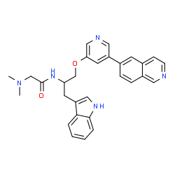ChemSpider 2D Image | N-[1-(1H-Indol-3-yl)-3-{[5-(6-isoquinolinyl)-3-pyridinyl]oxy}-2-propanyl]-N~2~,N~2~-dimethylglycinamide | C29H29N5O2