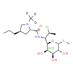 ChemSpider 2D Image | Methyl (5R)-5-[(1S,2S)-2-chloro-1-{[(4R)-1-(~2~H_3_)methyl-4-propyl-L-prolyl]amino}propyl]-1-thio-beta-L-arabinopyranoside hydrochloride (1:1) | C18H31D3Cl2N2O5S