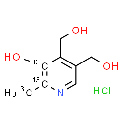 ChemSpider 2D Image | 4,5-Bis(hydroxymethyl)-2-(~13~C)methyl-3-(2,3-~13~C_2_)pyridinol hydrochloride (1:1) | C513C3H12ClNO3