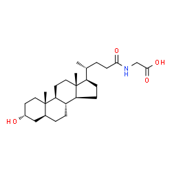 ChemSpider 2D Image | 2-[[(4R)-4-[(3R,5S,8R,9S,10S,13R,14S,17R)-3-hydroxy-10,13-dimethyl-2,3,4,5,6,7,8,9,11,12,14,15,16,17-tetradecahydro-1H-cyclopenta[a]phenanthren-17-yl]pentanoyl]amino]acetic acid | C26H43NO4