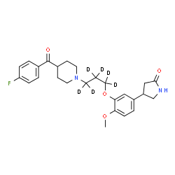 ChemSpider 2D Image | 4-[3-({3-[4-(4-Fluorobenzoyl)-1-piperidinyl](~2~H_6_)propyl}oxy)-4-methoxyphenyl]-2-pyrrolidinone | C26H25D6FN2O4